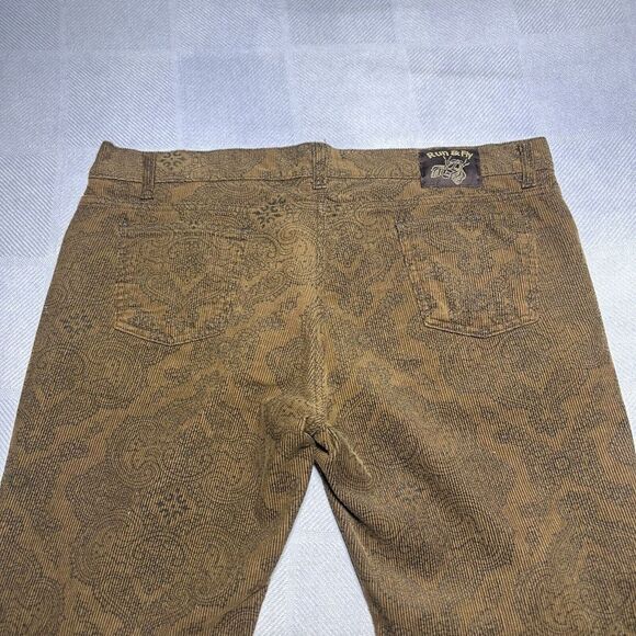 Run & Fly Brown Corduroy Paisley Flared Bell Bottom Pants Women's Sz 36R (38x32) - Picture 9 of 16